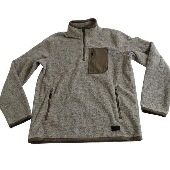 Abercrombie and Fitch Half Zip Pullover Jacket Men Size M Brown Taupe Tan - Picture 1 of 11